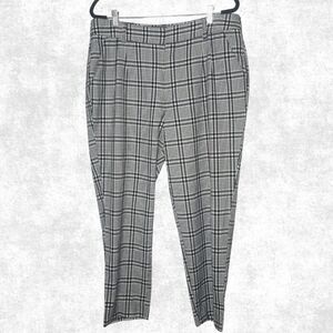 Abercrombie & Fitch Black White Plaid Trousers - Size XL - High Rise Slim Fit Pa